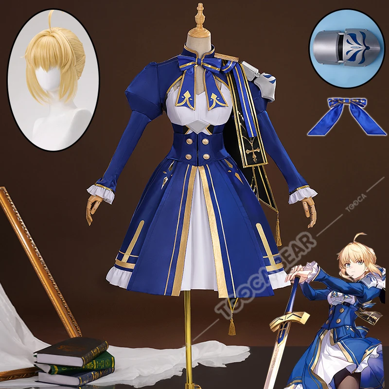 

Honkai Star Rail Fate Saber Cosplay Costume Wig Dress Uniform Headwear Socks Carnival Halloween Party Women Girls Props Gifts