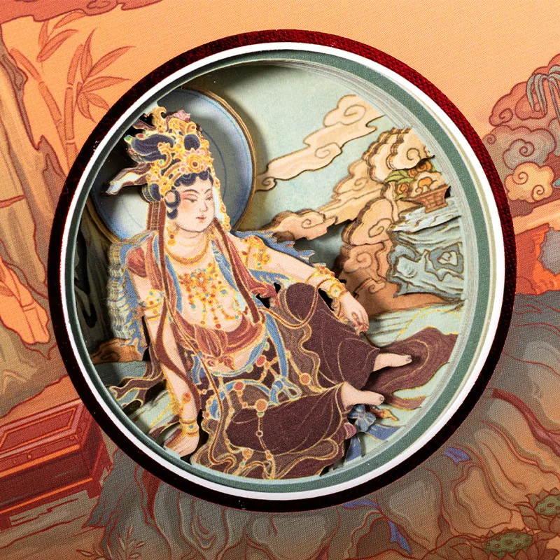 Dunhuang Series Cultural and Creative Paper Carving Notebook Chinese Trend Style Moon Goddess 3D Stereo Hand Account Portable