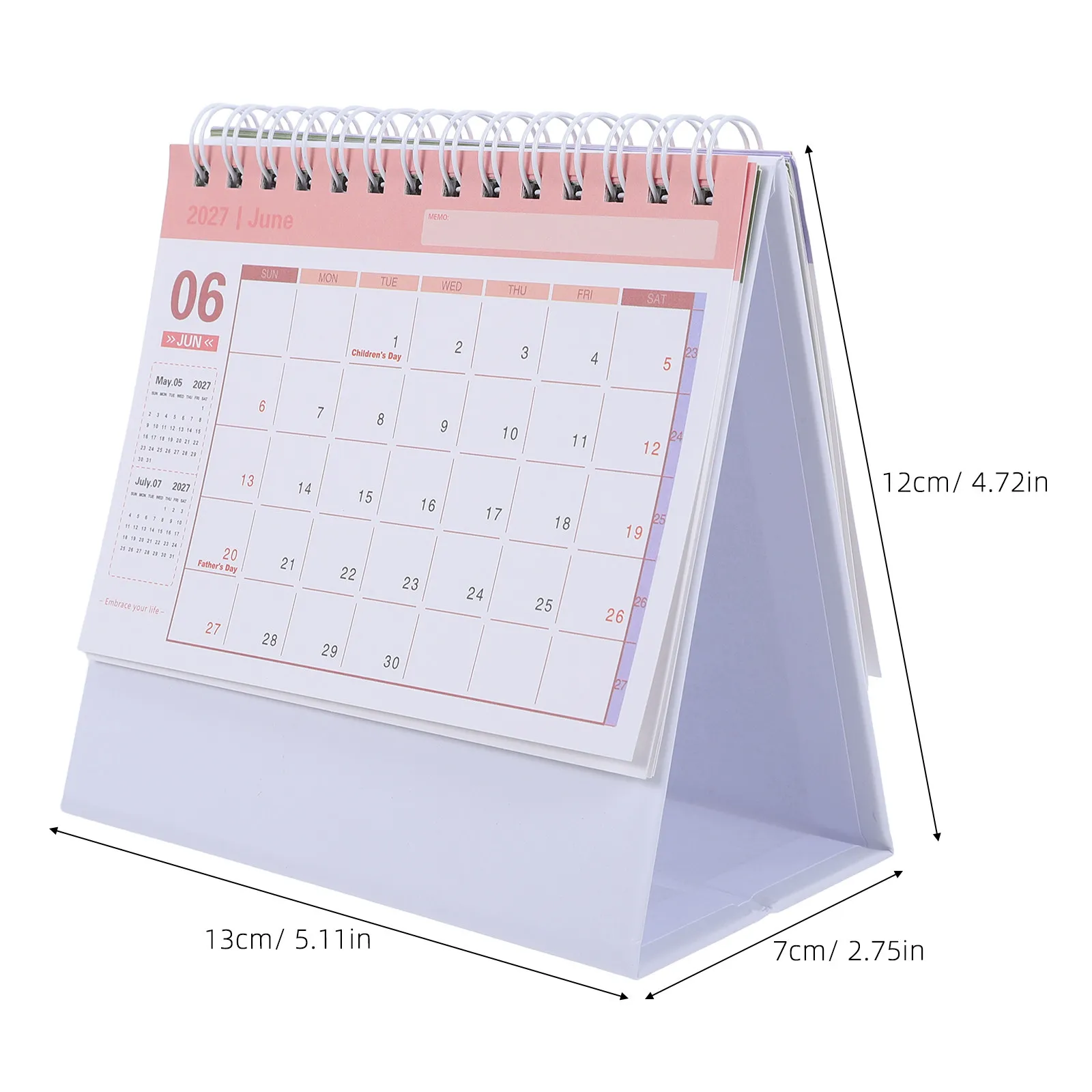 Mini Desk Calendar 2026 2027 Standing Flip Desktop Calendar Twin Wire Binding Daily Schedule Planner Gradient Blue for Home
