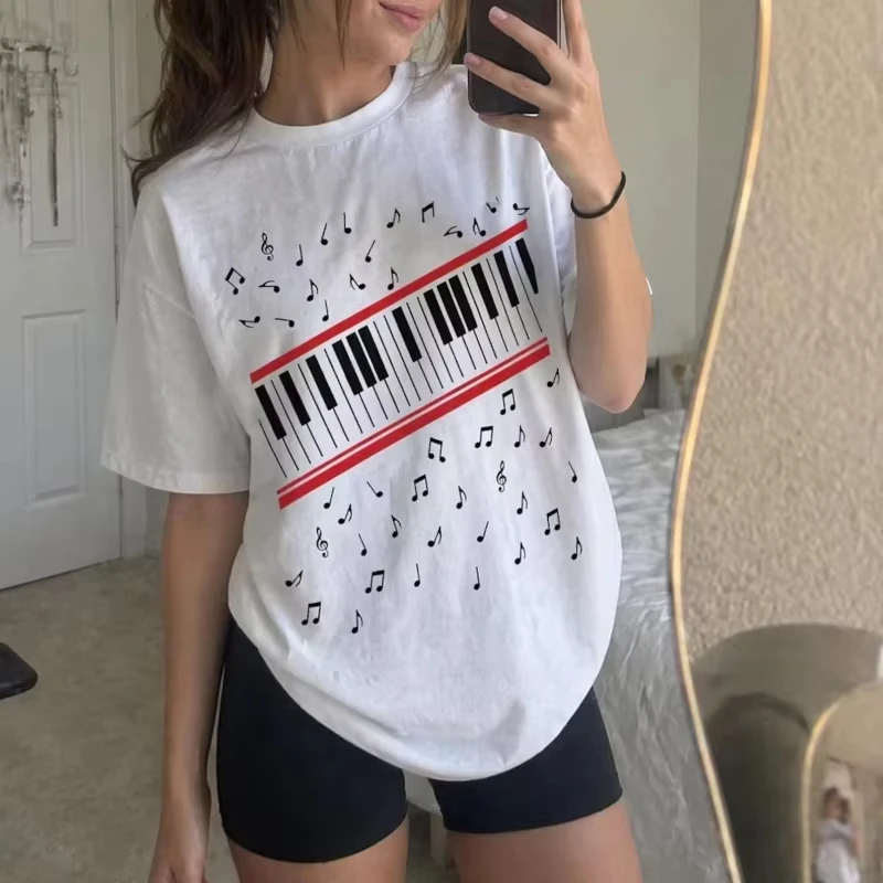 Michael-J Beat It Piano Keys T Shirt King of Pop Music Tee 2026 Fashion MJ Fan Clothes Summer Short Sleeve T-shirt Clothes