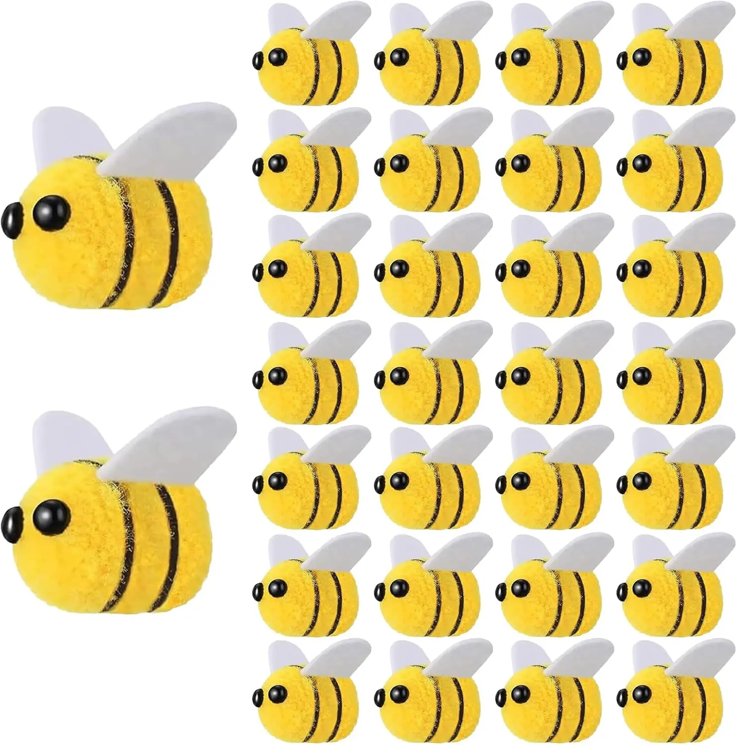 20x Bee Pompom Hair Balls Polyester Child Headdresses DIY Handmade Wedding Figurines Party Decorations Home Clothing Accessories