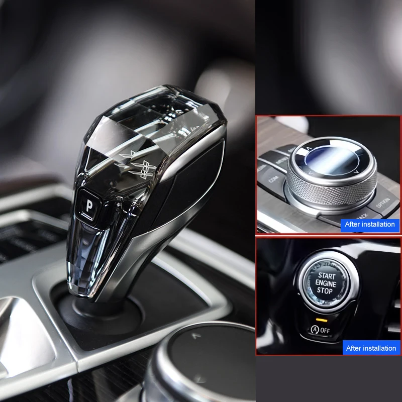 Crystal Gear Shift Knob 3 Pieces Set For BMW 5 7 Series G30 G12 X3 G01 G08 X4 G02 6GT G32 Automatic Gear Lever
