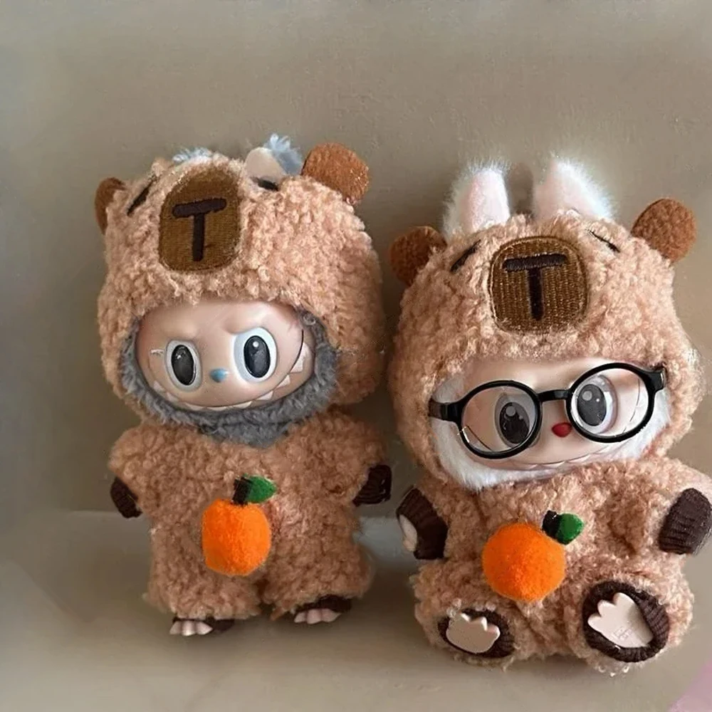 17cm Labubu Plush Toy - Trendy Multi-Style Outfit & Accessories Set