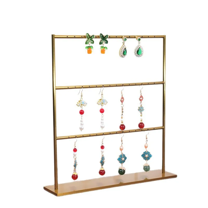 

Three-layer Earring Storage Rack All Stainless Steel Earrings Display Stand Necklace Stand Jewelry Store Accessory