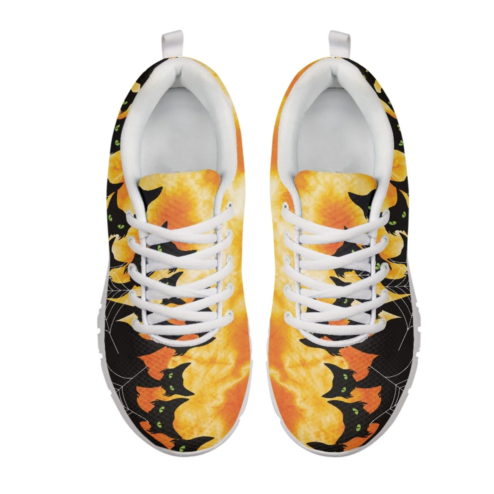 Coloranimal Black Cat Breathable Walking Sneakers Outdoor Walking Shoes Athletic Footwear for Women Womens