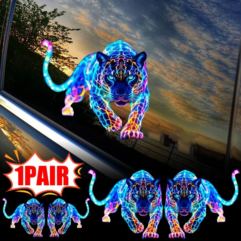 

1-2 пары ярких неоновых леопардовых наклеек на мотоцикл, водонепроницаемые для скутера, топливный бак, передний обтекатель, наклейки, украшение на окно автомобиля