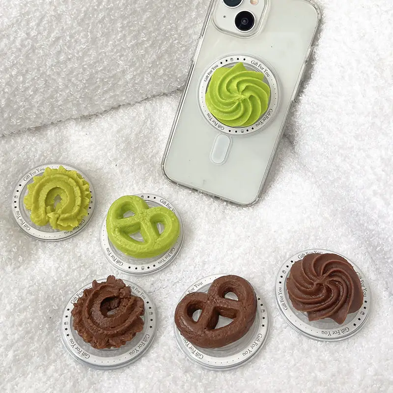 

Green Cream For Magsafe Magnetic Phone Grip Tok Griptok Stand For iPhone Funny Foldable Wireless Charging Holder