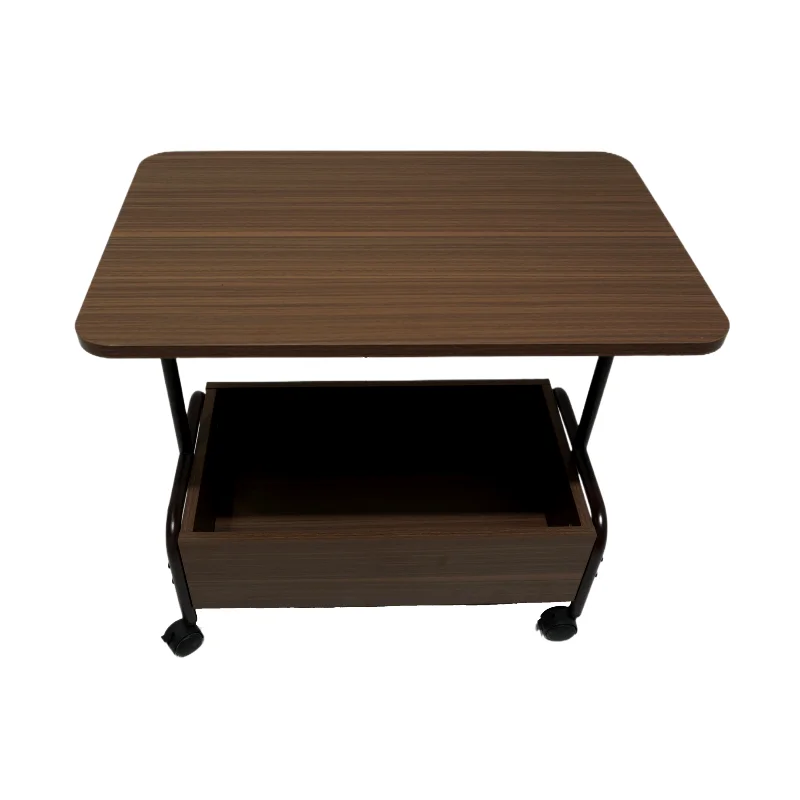 

Modern simple double-layer wooden coffee table suitable for bedroom living room iron metal sofa side table removable