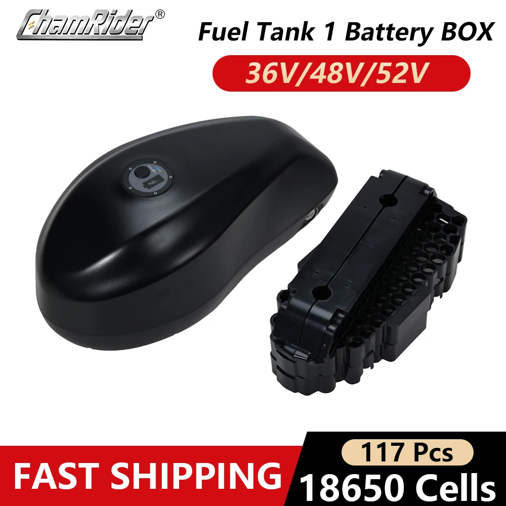 

ChamRider Fuel Tank 1 Battery Case 48V Electric Bicycle Battery Box 36V Ebike Downtube Box 52V 13S9P 18650 cells 21700 13S7P