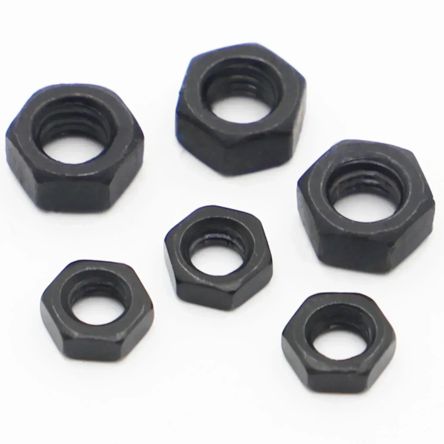 70-300PCS DIN934 Black Carbon Steel M2 M2.5 M3 M4 M5 M6 M8 M10 M12 Hex Hexagon Nut Set Assortment Kit