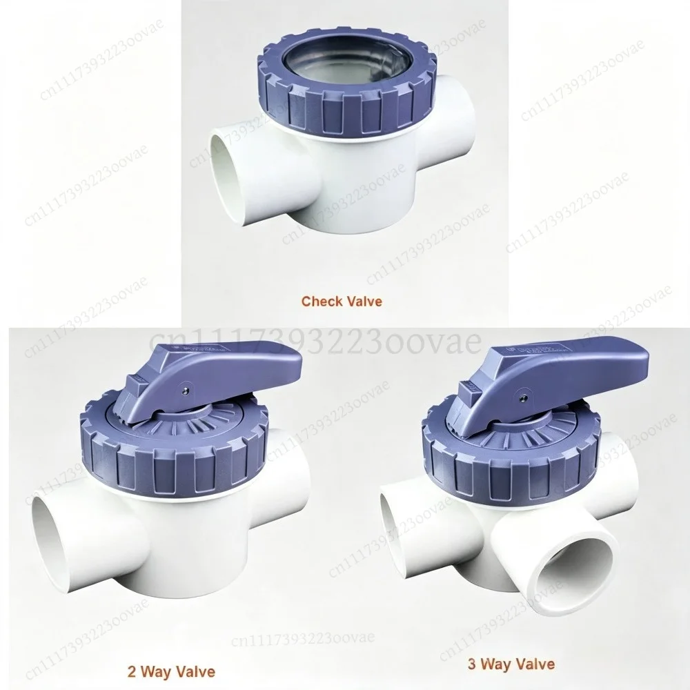 Multiport PVC Diverter Valve 3-Way 2-Way for Pool, Corrosion-Resistant Plumbing Replacement Part