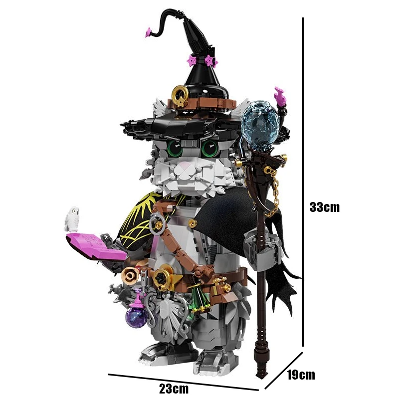 Creatieve 1458 Stuks Magic Wizard Kat Bouwstenen Goochelaar Kat Woondecoratie MOC Bricks Montage Speelgoed Voor Kinderen Volwassen Gift