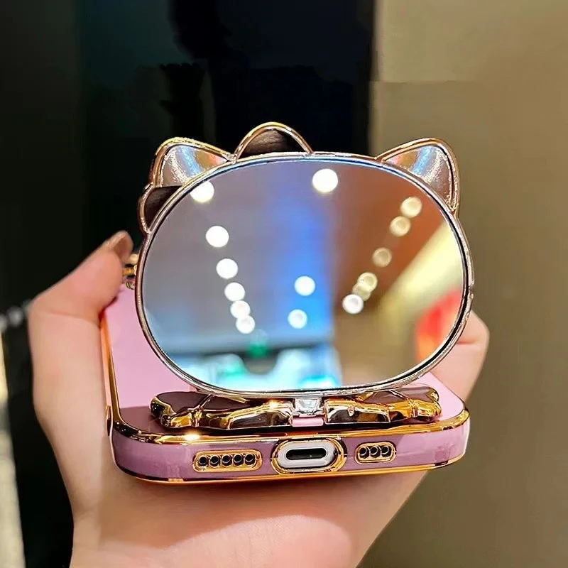 S 20 Makeup Mirror Cute Rabbit Phone Holder Case On For Samsung Galaxy S20 FE SamsungGalaxyS20 Girl Woman Used Back Cover