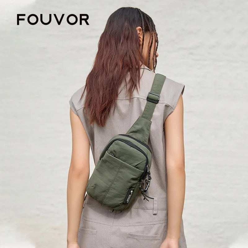 

Спортивная модная нагрудная сумка Fouvor 2026: Новая модель, маленькая уличная сумка через плечо для бега, женская повседневная водонепроницаемая поясная сумка из холста 3043-11