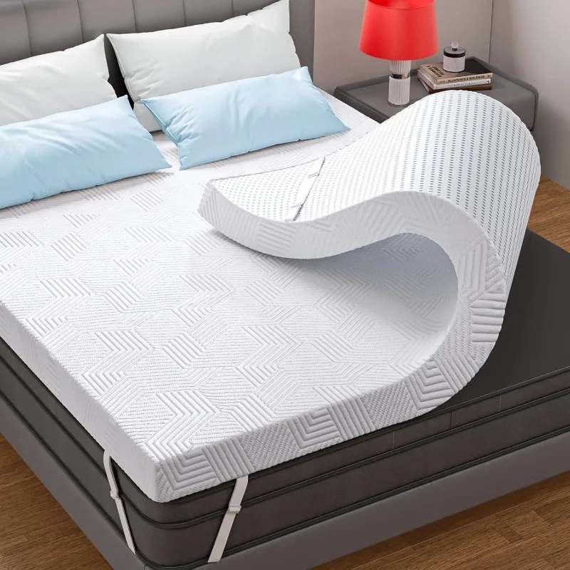 

3 Inch Gel Memory Foam Mattress Topper Twin Size, Non-Slip Design with Removable Viscose Made from Bamboo Cover, Pain