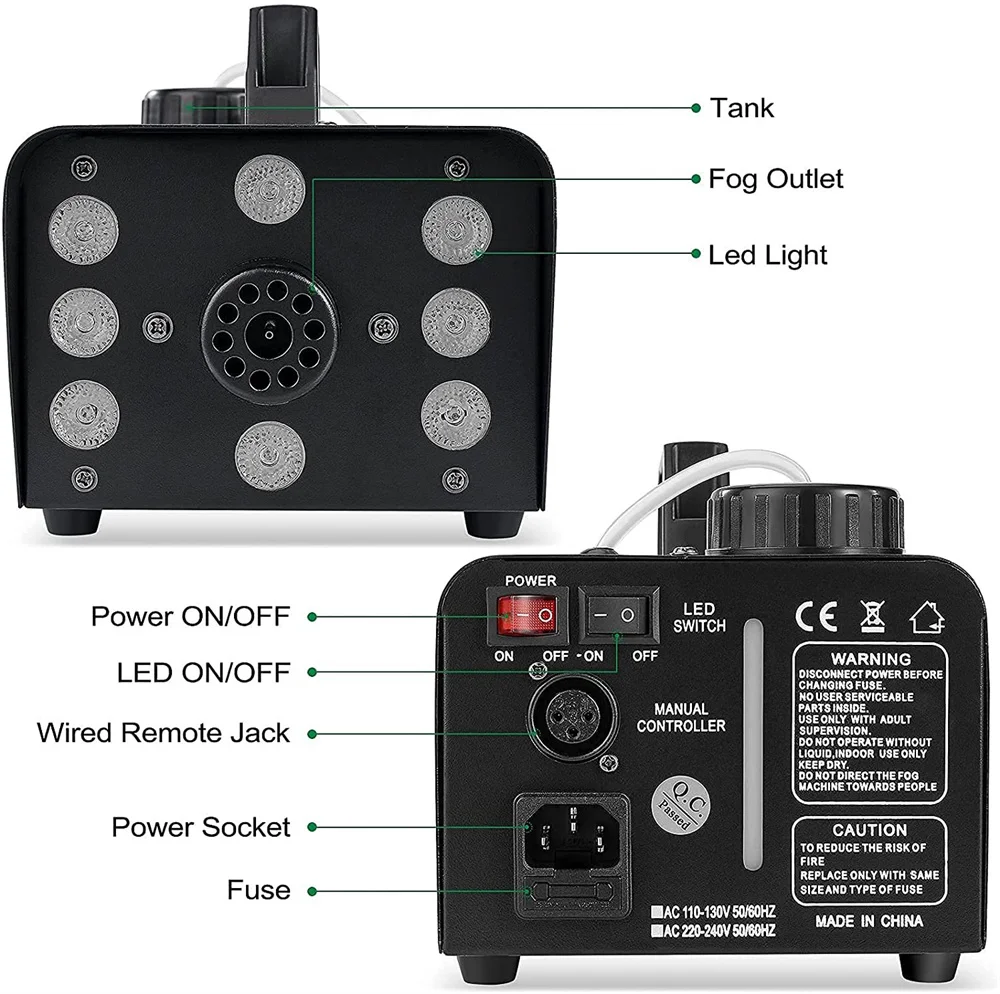 Disco Kleurrijke Rookmachine 500W Led Remote Fogger Ejector Dj Kerst Wedding Party Stage Light Effects Fog Machine