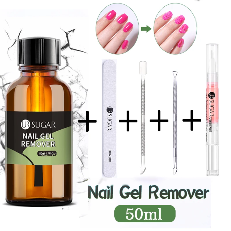 UR SUGAR 50ml Fast Effect Nail Gel Remover Nail Cuticle Oil Suit Burst Remover Gel File Soak Off Nail Art UV LED Varnishes