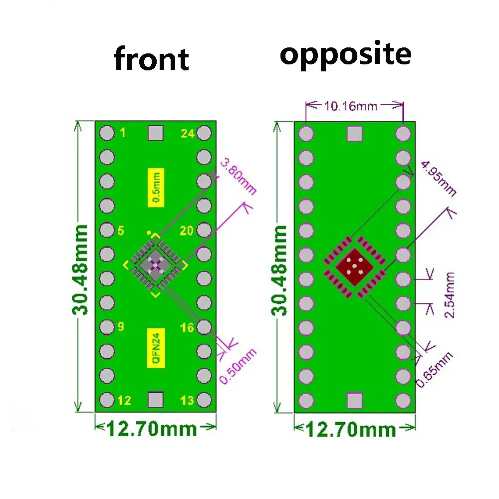 2-10pcs QFN24 Turn DIP24 SMD DIP Switch Adapter Plate 0.5mm to 0.65mm QFN24 to DIP24 IC Adapter