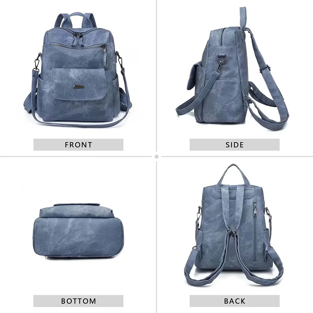 

PU Leather Purse Backpack for Women, Handbag Backpack Purse Shoulder Bags Blue（No shipment on weekends）