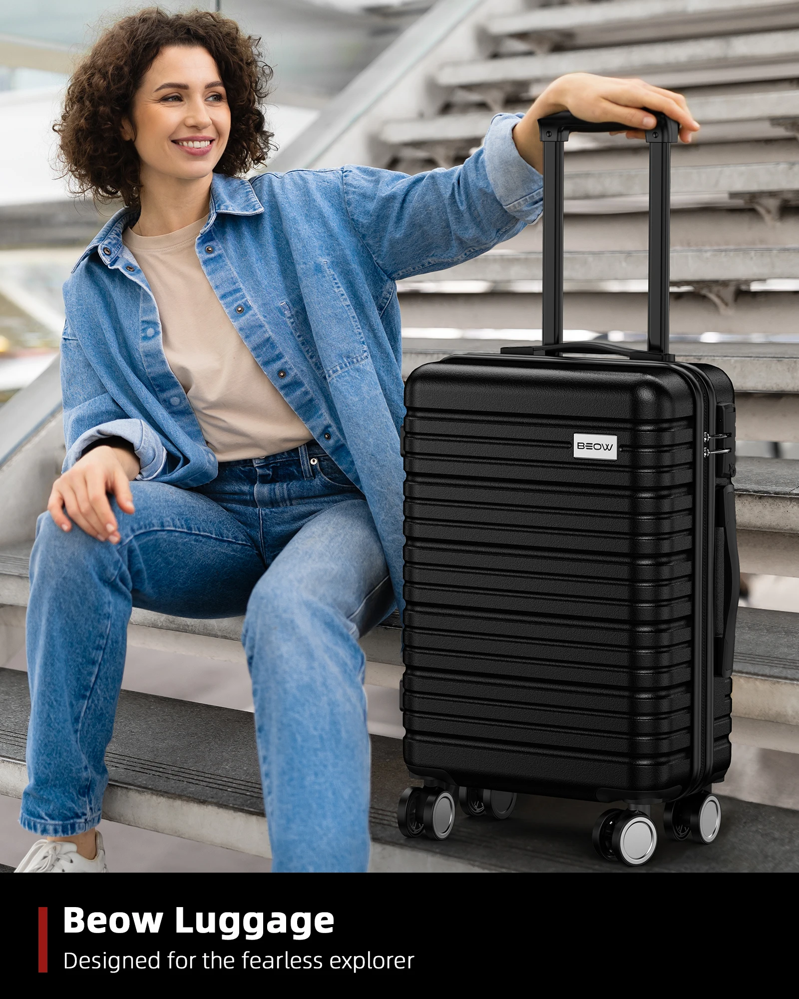 أطقم أمتعة مكونة من 3 قطع مقاس 20/24/28 بوصة قابلة للتوسيع وخفيفة الوزن ومتينة مع عجلات دوارة، قفل TSA للنساء والرجال