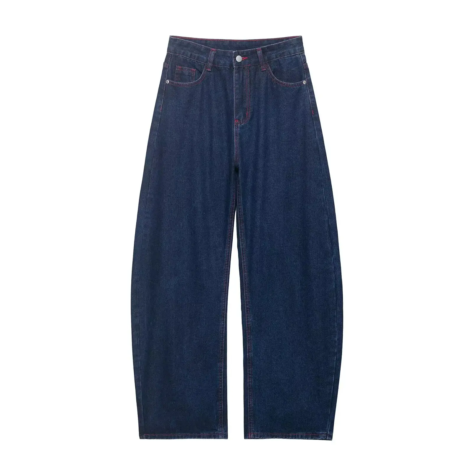

Willshela Women Fashion Denim Blue Front Zipper Wide Leg Pants Jeans Vintage High Waist Full Length Female Chic Lady Trousers
