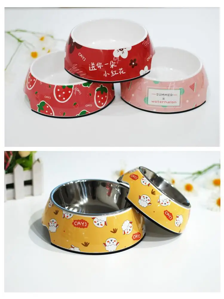 

new stainless steel dog bowl food bowl double melamine cat bowl pet bowl feeding and drinking cat supplies