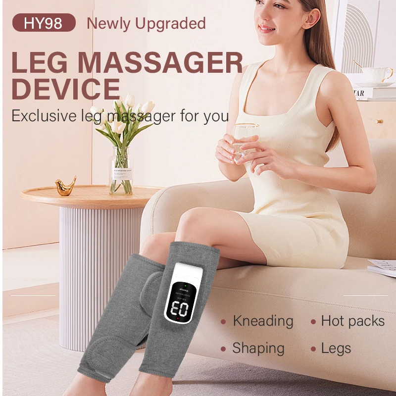 360 ° Calf Massager Rechargeable 3 Modes Air Compression Leg Massager Hot Compress Leg Knee Pad Blood Circulation Device