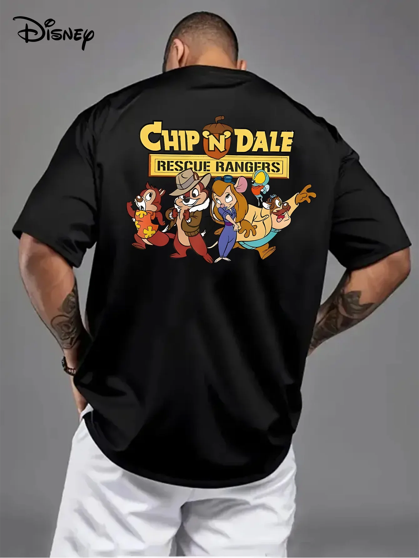 

Disney Chip and Dale Men's T-Shirt Daily Leisureand Theme Activities Wear Unisex Cotton Short Sleeve Oversized Streetwear