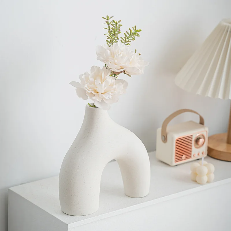 Three Piece Geometric Element Firing Set CeramicVase Sweet Single Flower Pot Home Decoration Dining Table Decoration Flower Vase