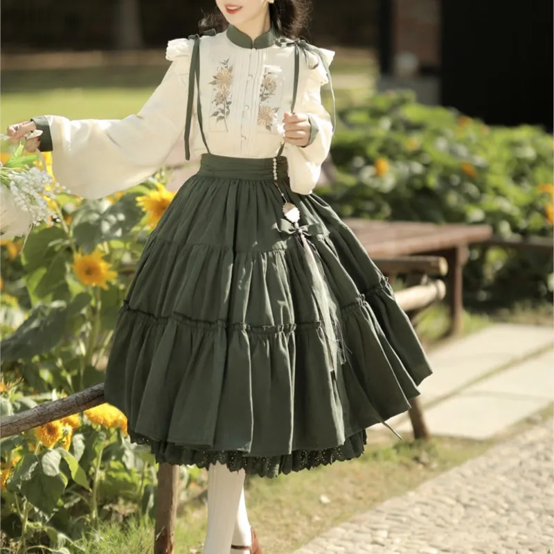 Niche Design Retro Spring and Autumn New Chinese Style Suspender Dress