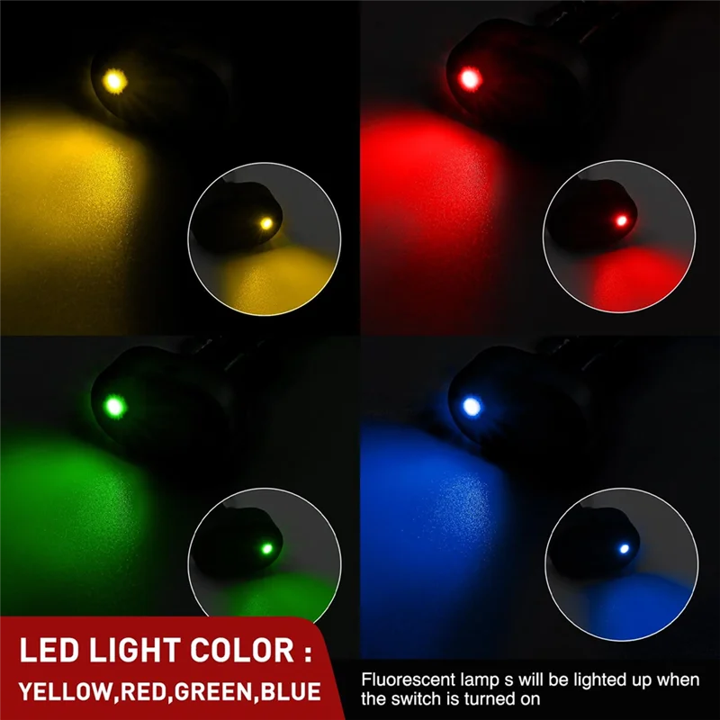 ABRS-5PCS LED مضاءة الروك التبديل 3Pin SPST البيضاوي على شكل التبديل أحمر أصفر أزرق أخضر لسيارة شاحنة RV الدراجات النارية القوارب البحرية