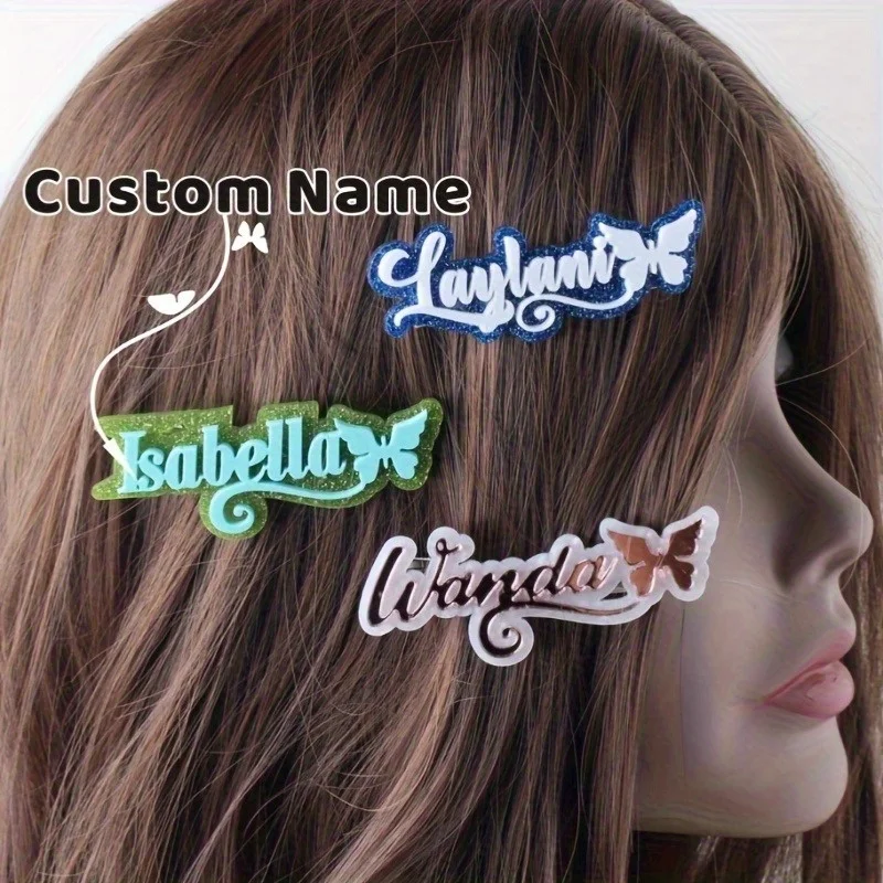 

Customized Name Elegant Hair Clip With Custom Text Suitable for Daily Accessories in All Season Perfect for Female Birthday Gift