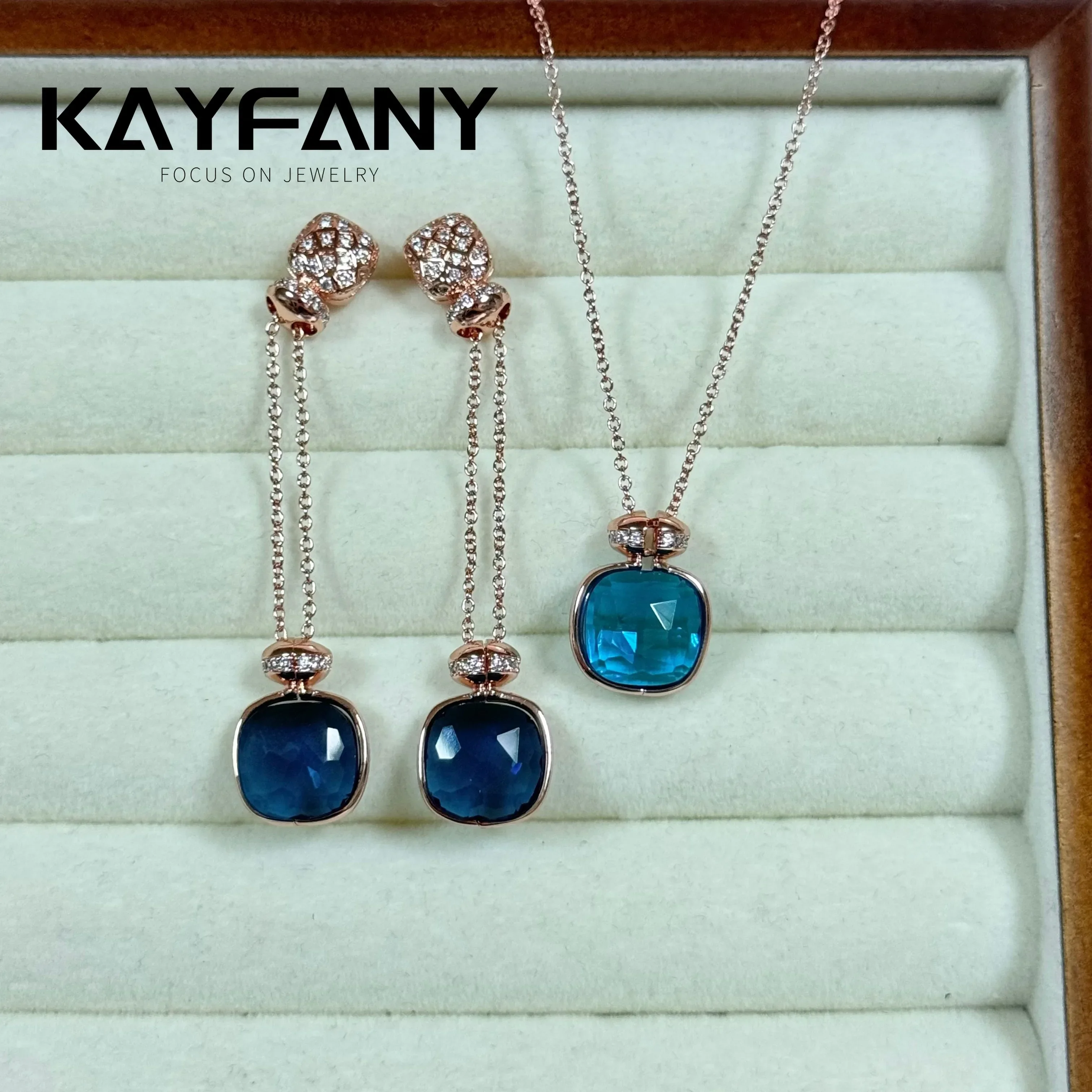 2 ps/set 12,6mm clásico Nudo pendiente collar conjunto incrustaciones circón elegante caramelo cristal botella de Perfume conjunto joyería de moda para mujeres