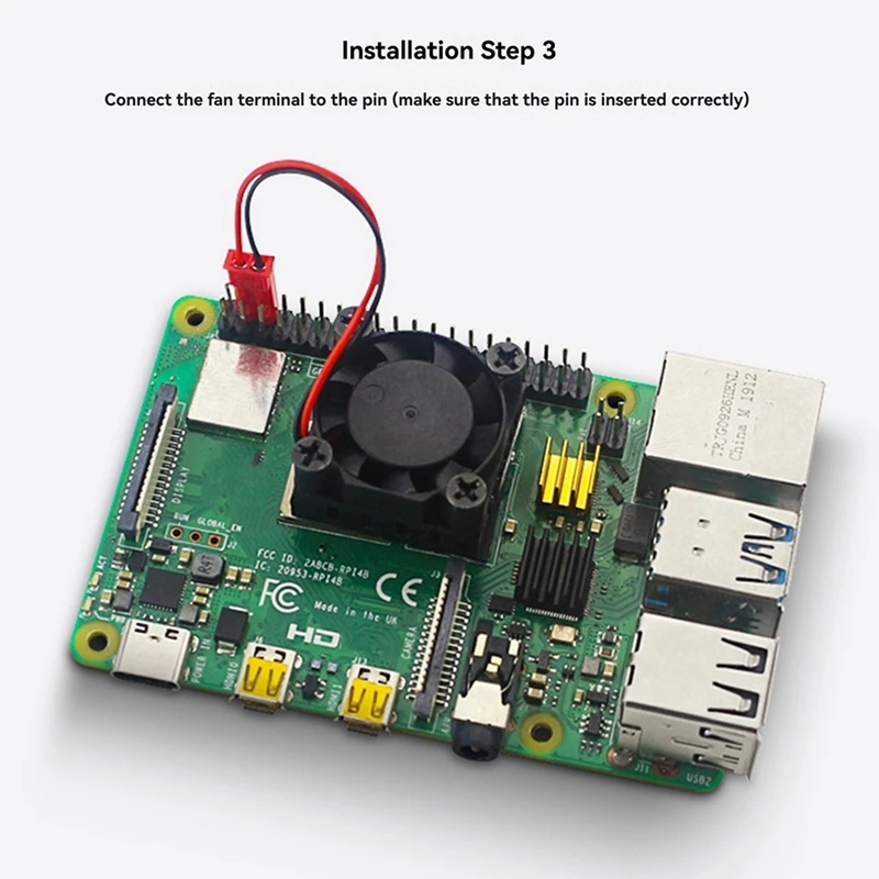 For Raspberry Pi 4B Cooling Fan Kit with Heat Sink and Silicone Pad Hot Sale in Stock