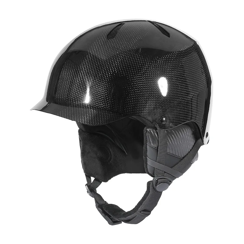 

2025 New True Carbon Fiber Black Adult Snowboard Sports Ski Protector Removable Ear Protector Ski Helmet