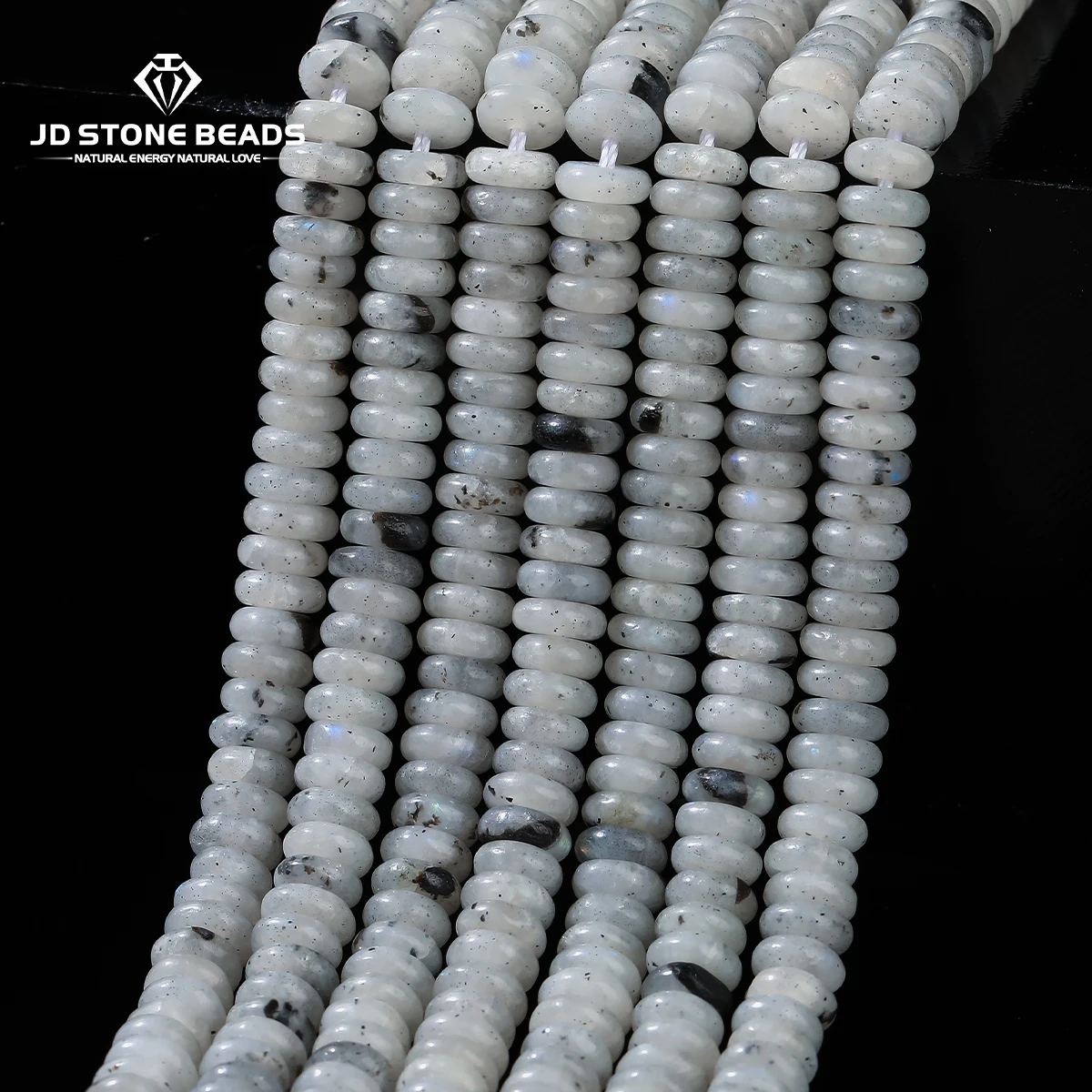 

6x2mm Natural Stone White Spectrolite Flat Rondelle Bead Loose Spacer Abacus Bead for Jewelry Making DIY Necklace Bracelet
