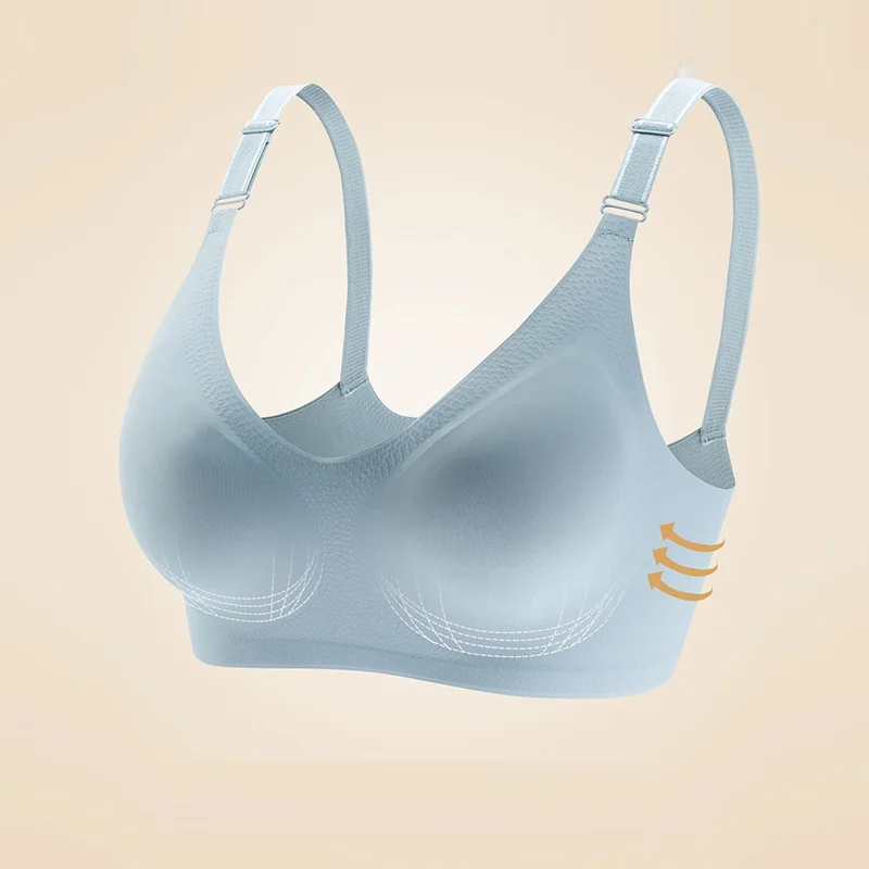 Women\'s Seamless Bras Ladies Thin Style Jelly Color Soft Breastfeeding Bra Wireless Underwear Comfortable Lingerie Deep V Gather