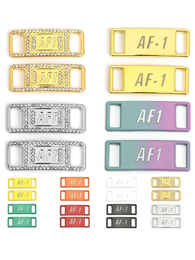 New AF1 Diamond Shoe Charms Fashion Laces Buckle Quality Metal Shoelace Decorations Chapa Air Force Shoes Accessories 1pair