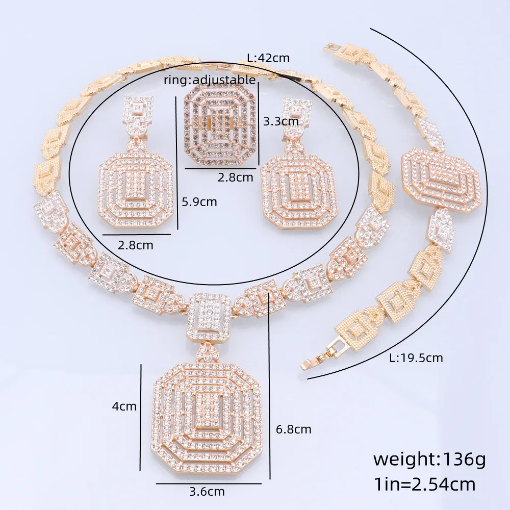 CYNTHIA Silver Plated Jewelry Sets For Women Necklace Earrings Bracelet Ring Dubai African Indian Bridal Accessory