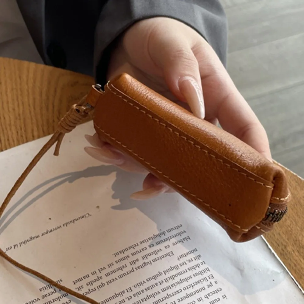 

Universal Car Key Bag Multifunctional with Lanyard Mini Storage Bag Lipstick Organizer Genuine Leather Small Coin Purse Home