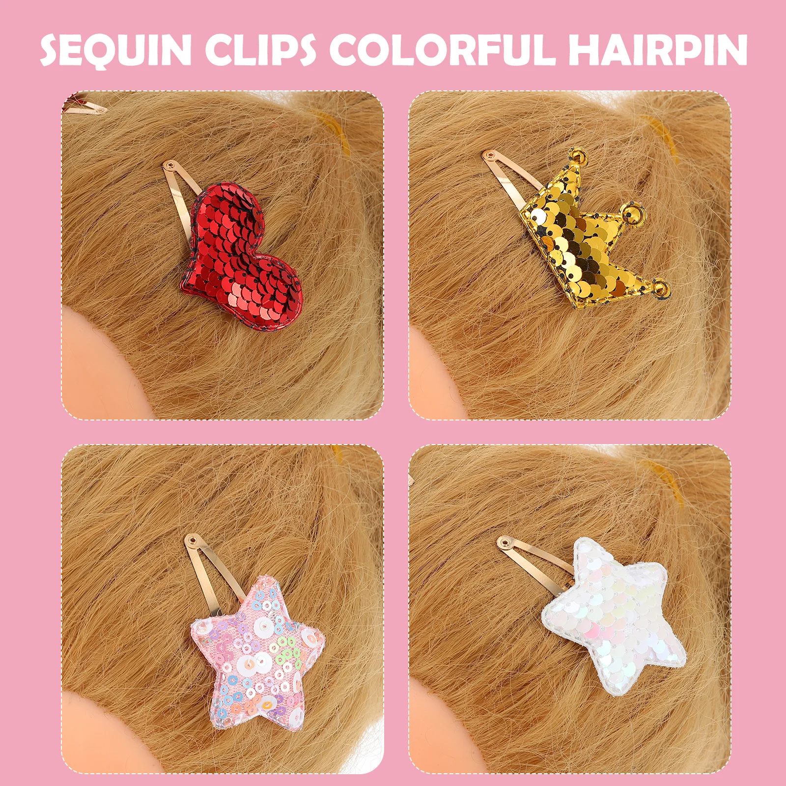

5Pairs Baby Girl Hairpin Sequin Clips Colorful Lightweight Hair Accessories Cute Hair Ornament Party Daily Wear