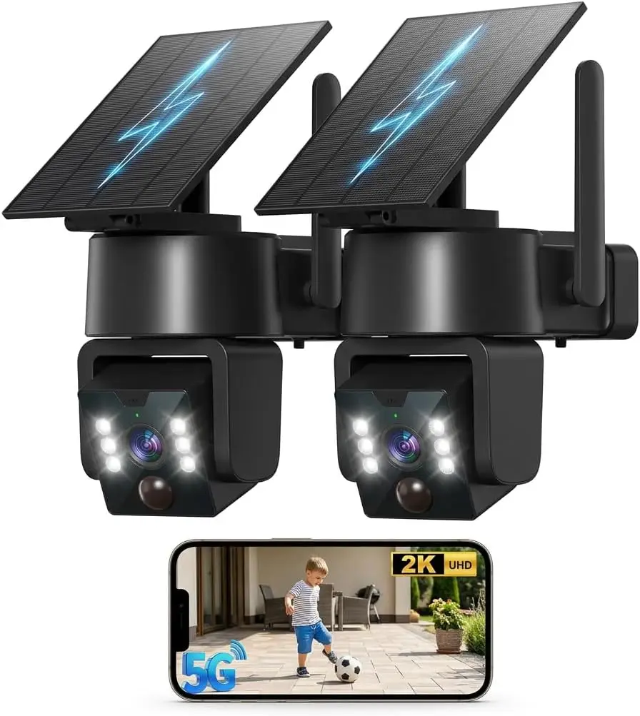 

Wireless Outdoor Security Camera with 2K View, Solar Power, Human Detection, Color Night Vision - Easy Installation
