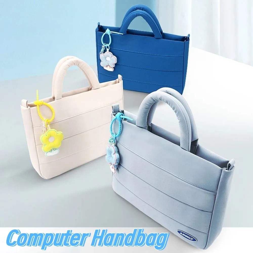 

Durable Shockproof Computer Handbag Waterproof Portable Laptop Sleeve with Pendant Multifunctional Computer Storage Bag School