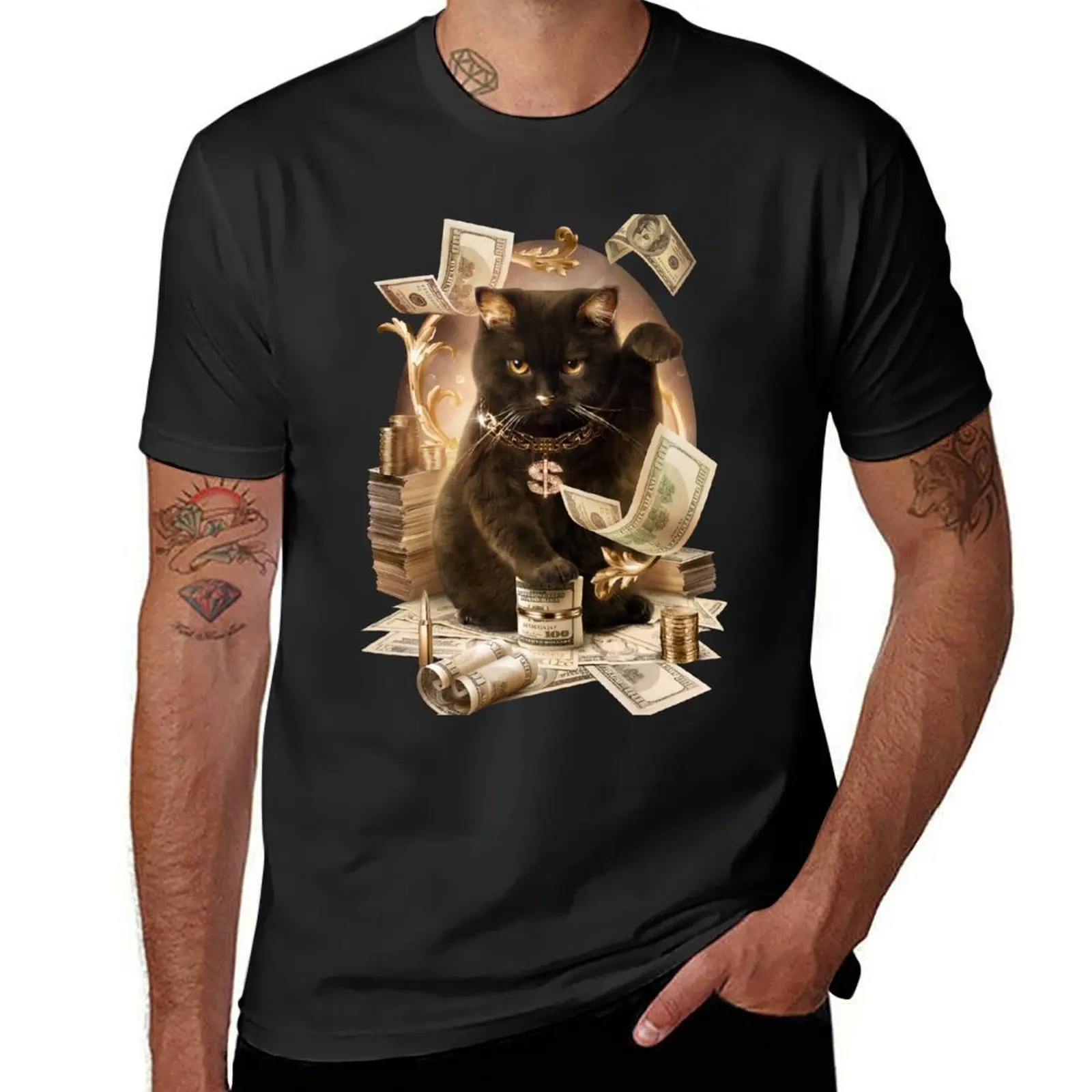 Fortune Cash Cat Gold T-Shirt customs design your own animal prinfor boys oversized big and tall t shirts for men