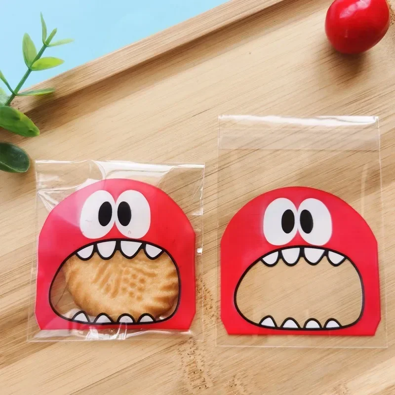 100pcs 7-14cm Optional Cute Foodie Little Monster Self-adhesive Bags Gift Packaging Bag Biscuit Packaging Bag Wedding Candy Bag