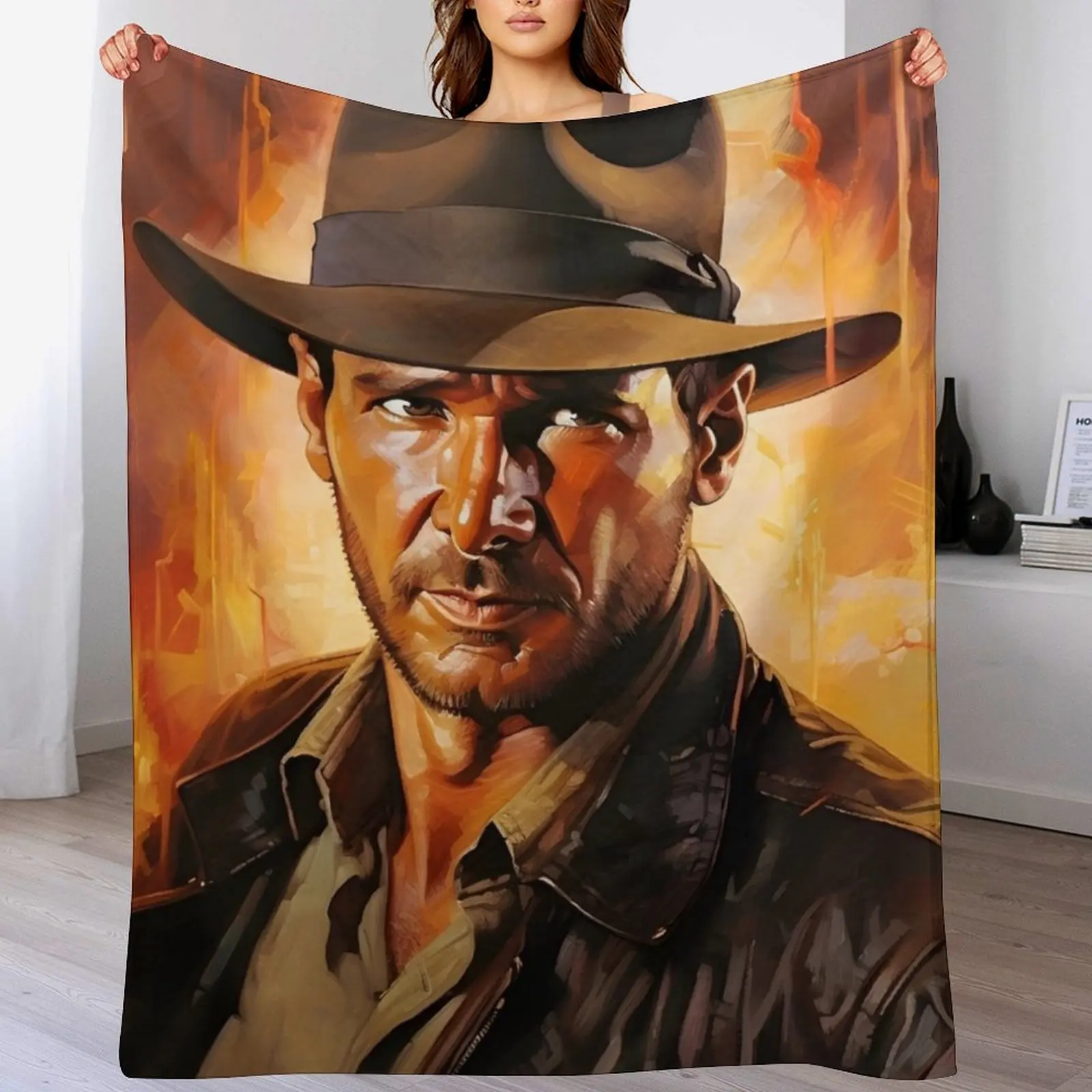 

Indiana Jones Artwork Throw Blanket bed plaid halloween Blankets For Bed Thin Blankets