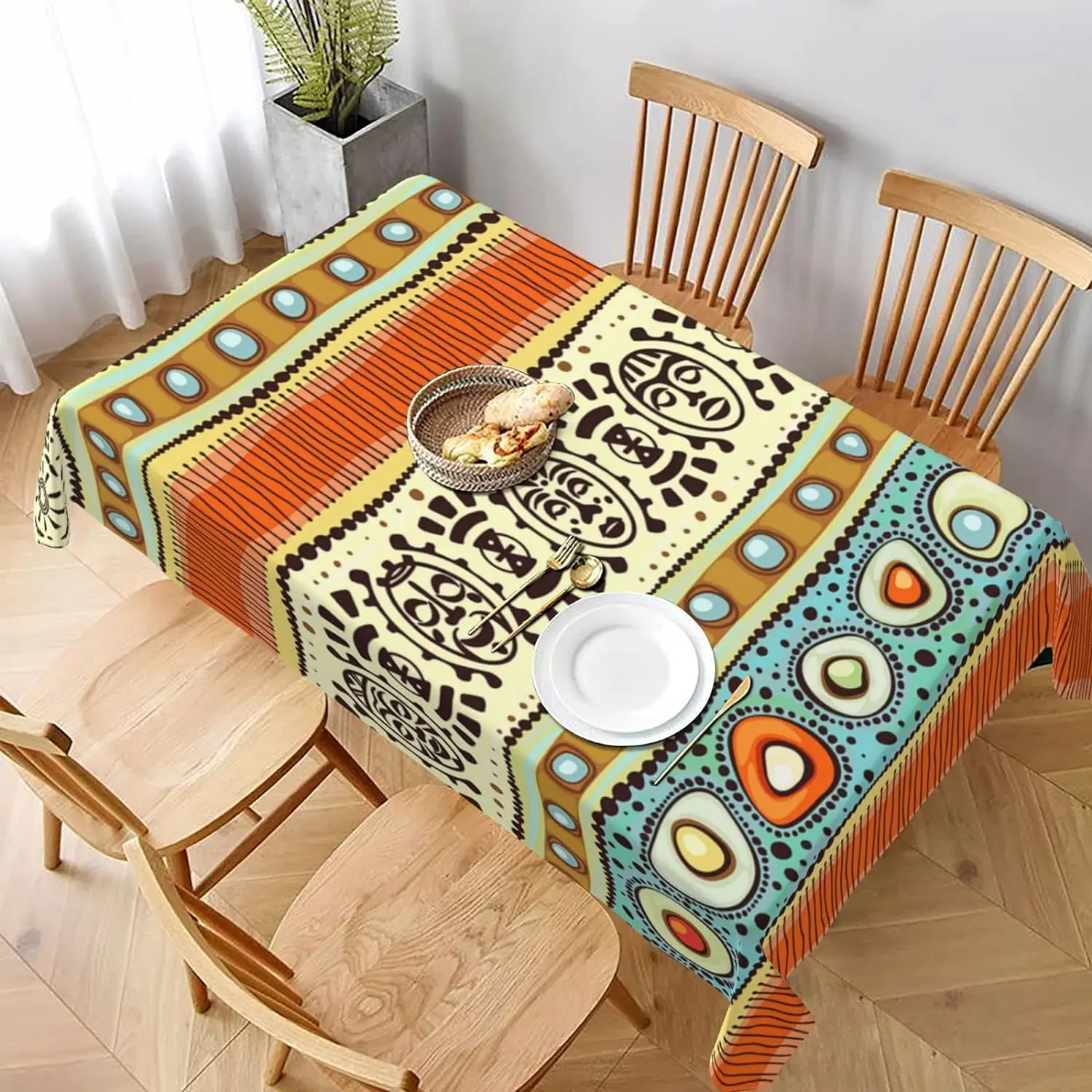 African Ethnic Style Print Rectangle Tablecloth for Table Decor Aztec Tribal Abstract Kitchen Dining Table Cloth Party Decor