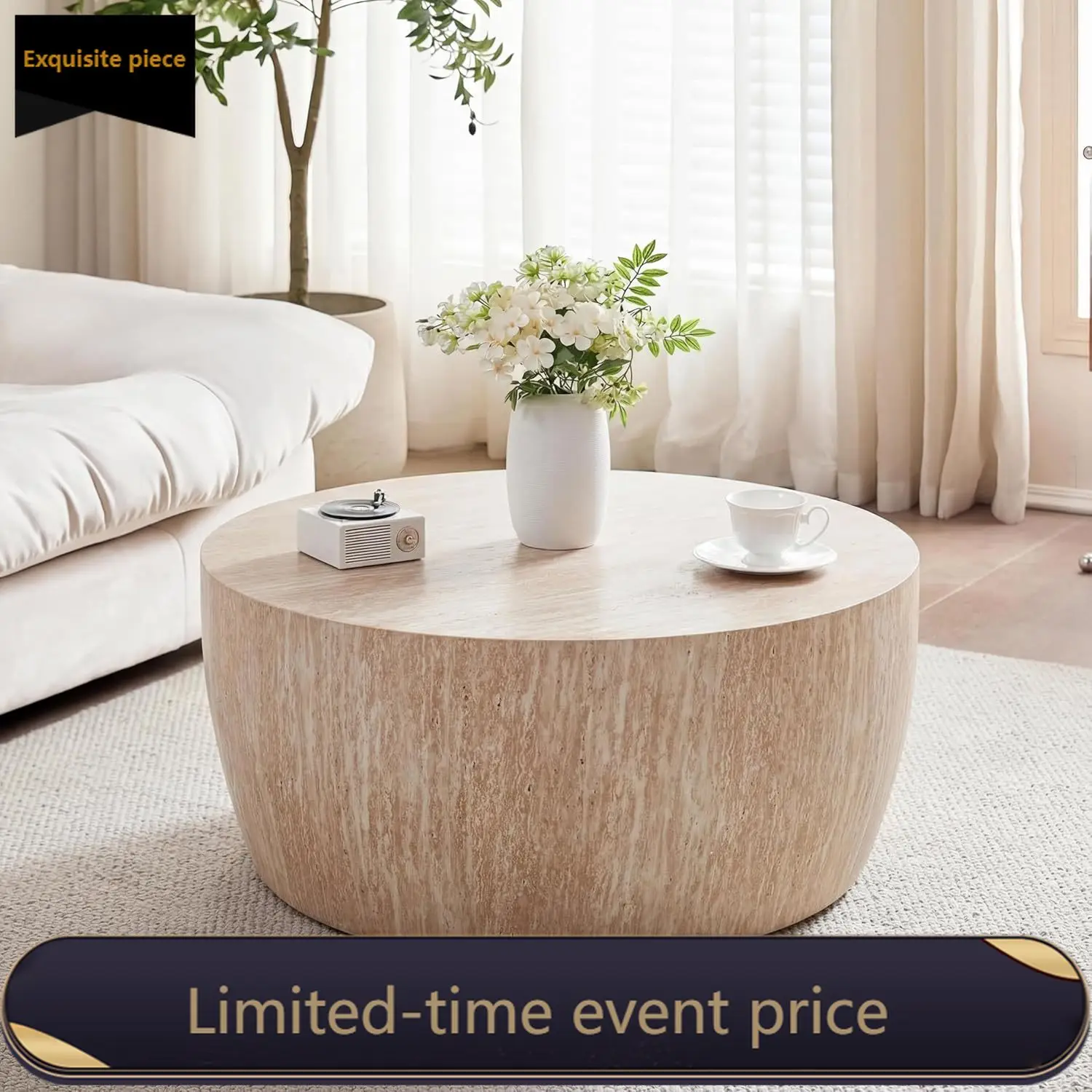 

Круглый журнальный столик из искусственного мрамора для гостиной и домашнего офиса