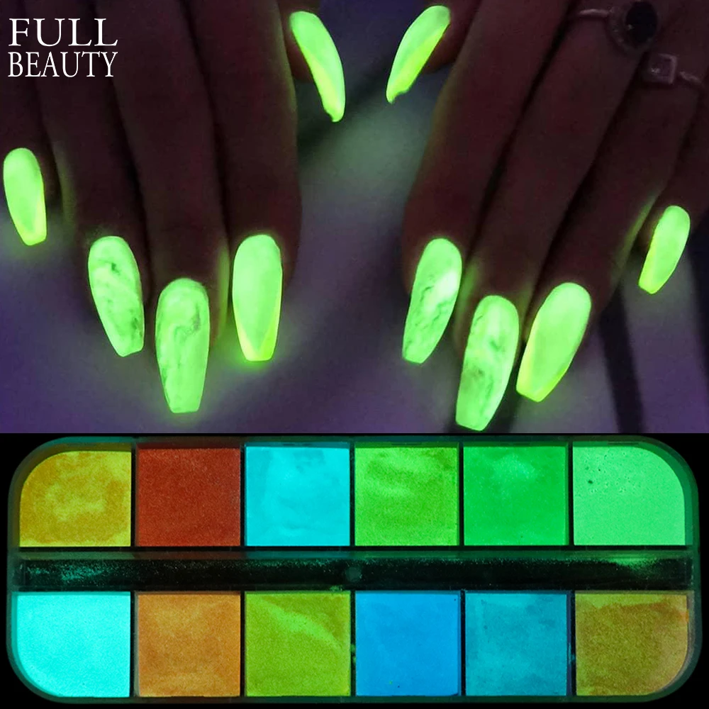 Glow In Dark Powder Luminous Nail Glitter Fluorescent Pigment Neon Green Phosphor Powder Summer Decoration Reflective Dust CHYS