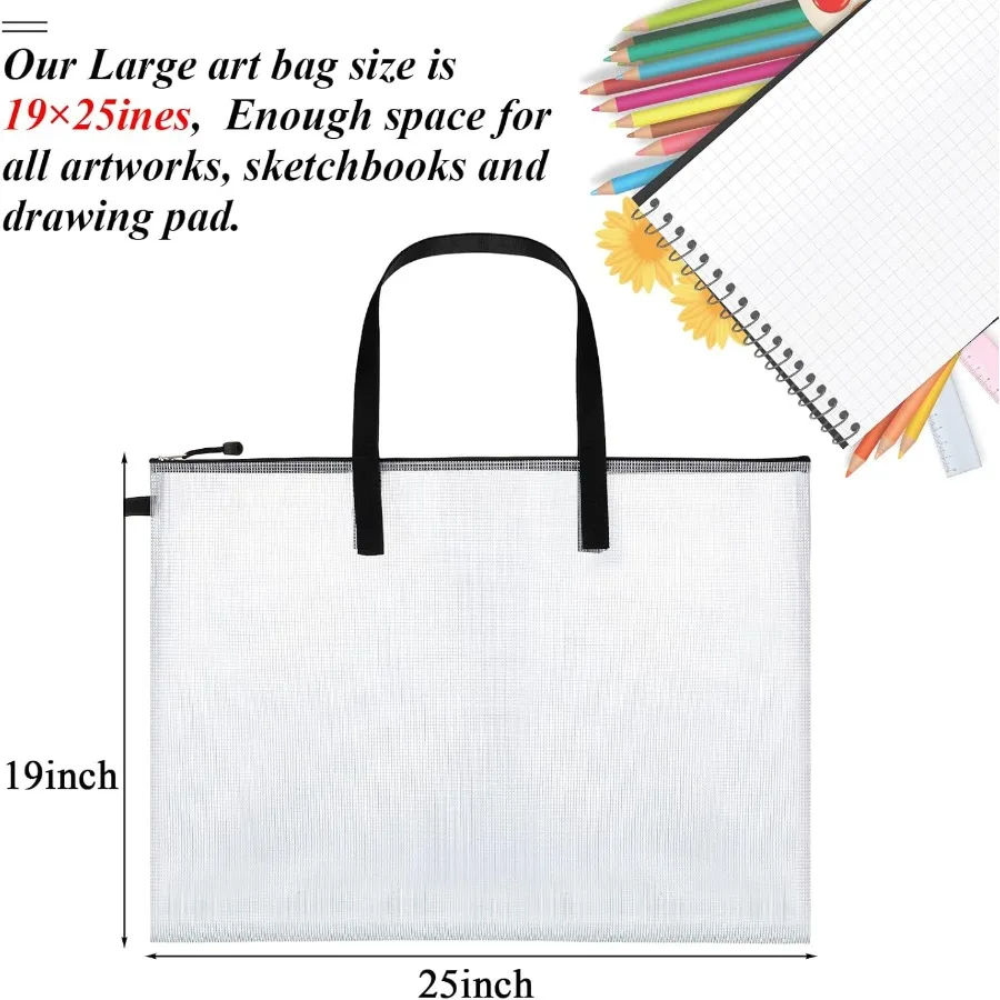 กระเป๋าใส่ผลงานศิลปะกันน้ำ 10 ชิ้นพร้อมซิปและหูหิ้วสำหรับจัดเก็บโปสเตอร์ งานศิลปะ กระดานข่าว แผนภูมิ และการสอน